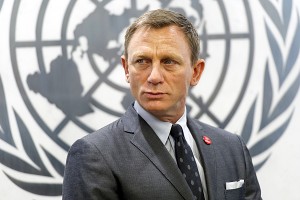 Daniel Craig, alias James Bond a été nommé par Ban Ki-moon "UN Global Advocate for the Elimination of Mines and Other Explosive Hazards" avocat pour l?elimination des mines et autres explosifs a New York le 14 avril 2015 Mr. Craig during his meeting with the Secretary-General Ban Ki-moon.